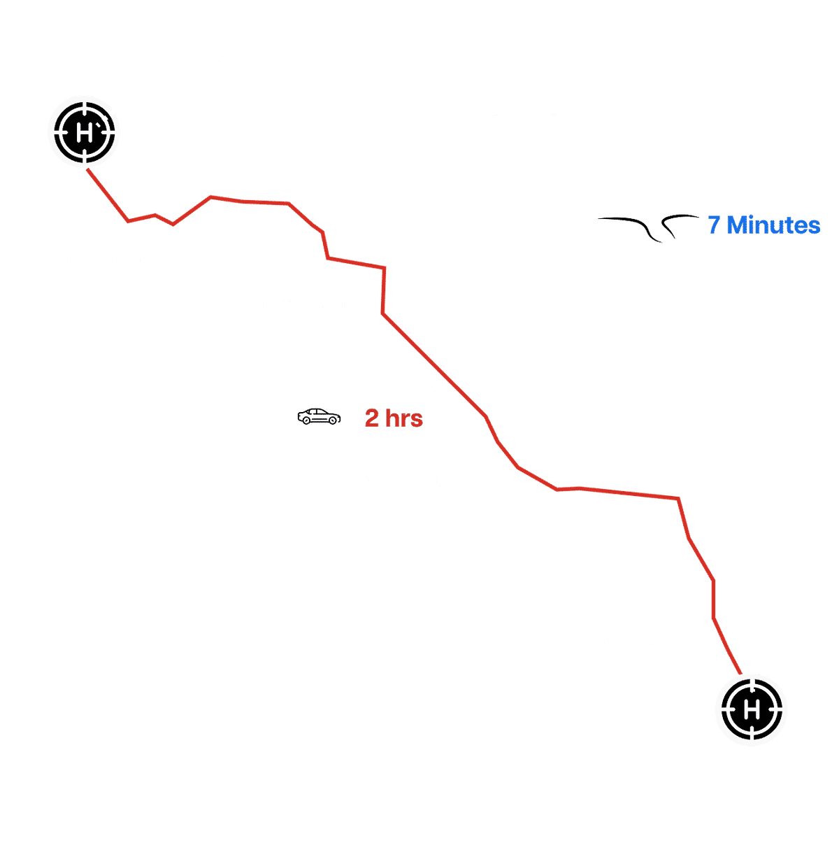 Vayu air taxi route illustration